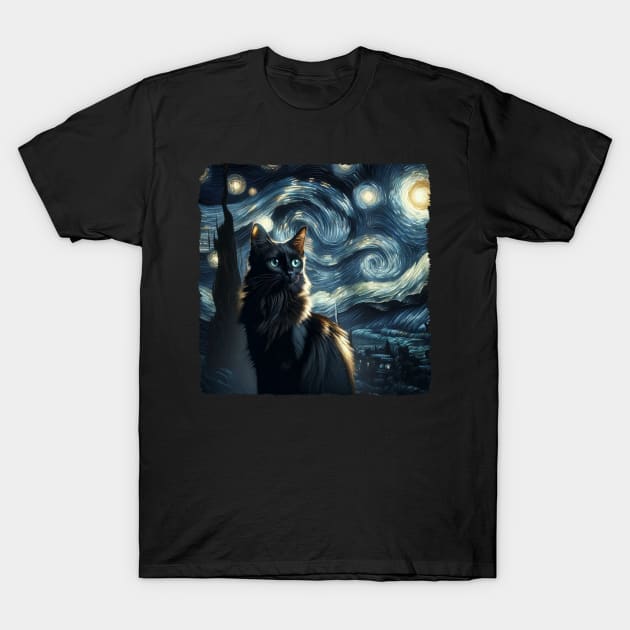 Chausie Starry Night Inspired - Artistic Cat T-Shirt by starry_night